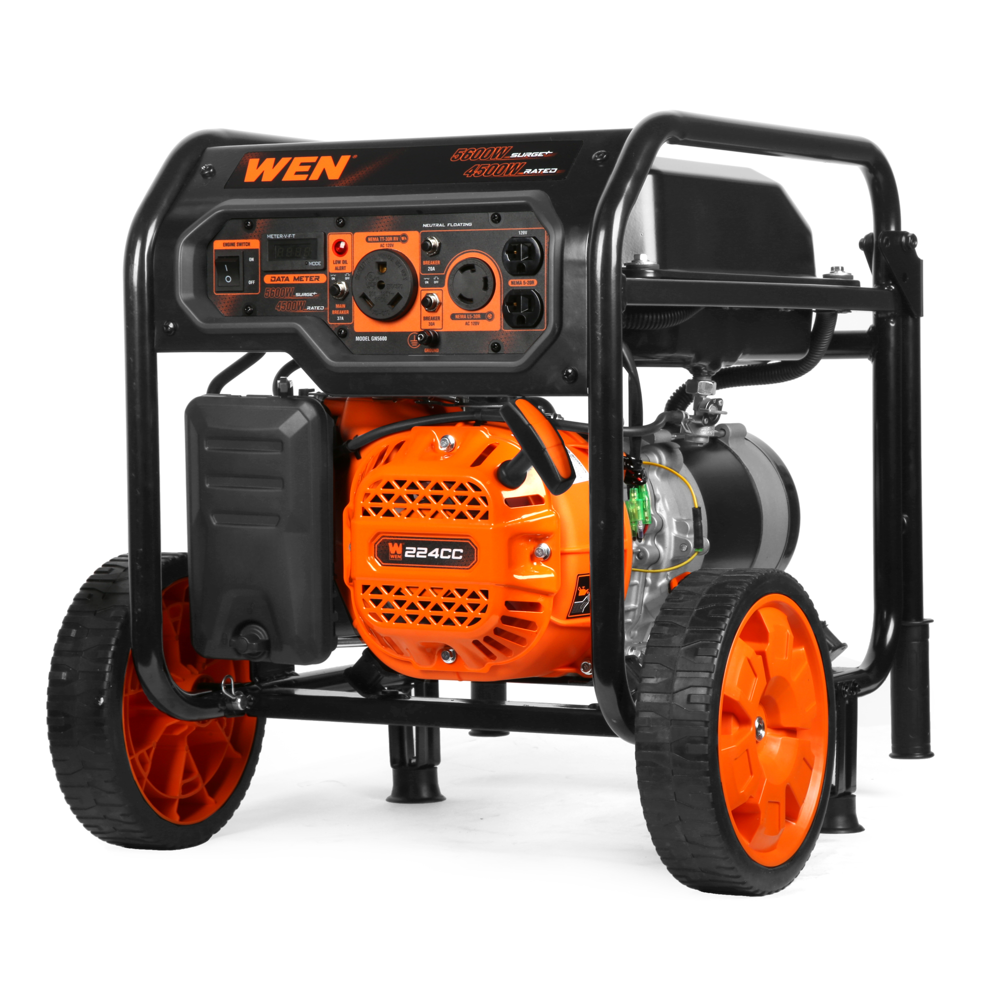 WEN Portable Generator, 5600W Surge Watts, 4500W Rated Watts, 120V, 224cc Engine, Model# GN5600